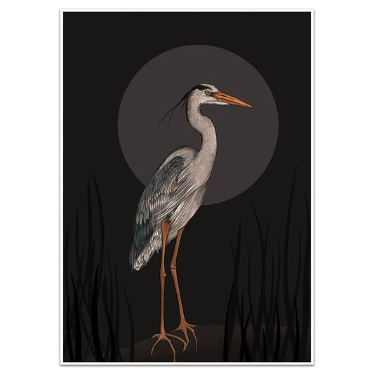 MOONLIT HERON - Sincerely Frank Art