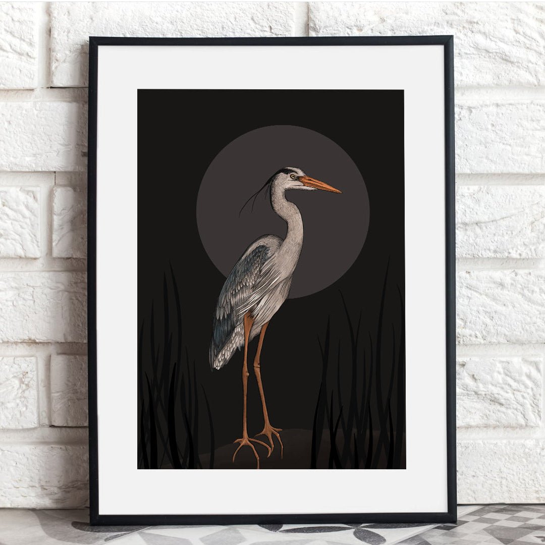 MOONLIT HERON - Sincerely Frank Art