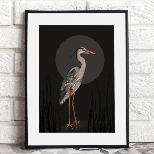 MOONLIT HERON - Sincerely Frank Art