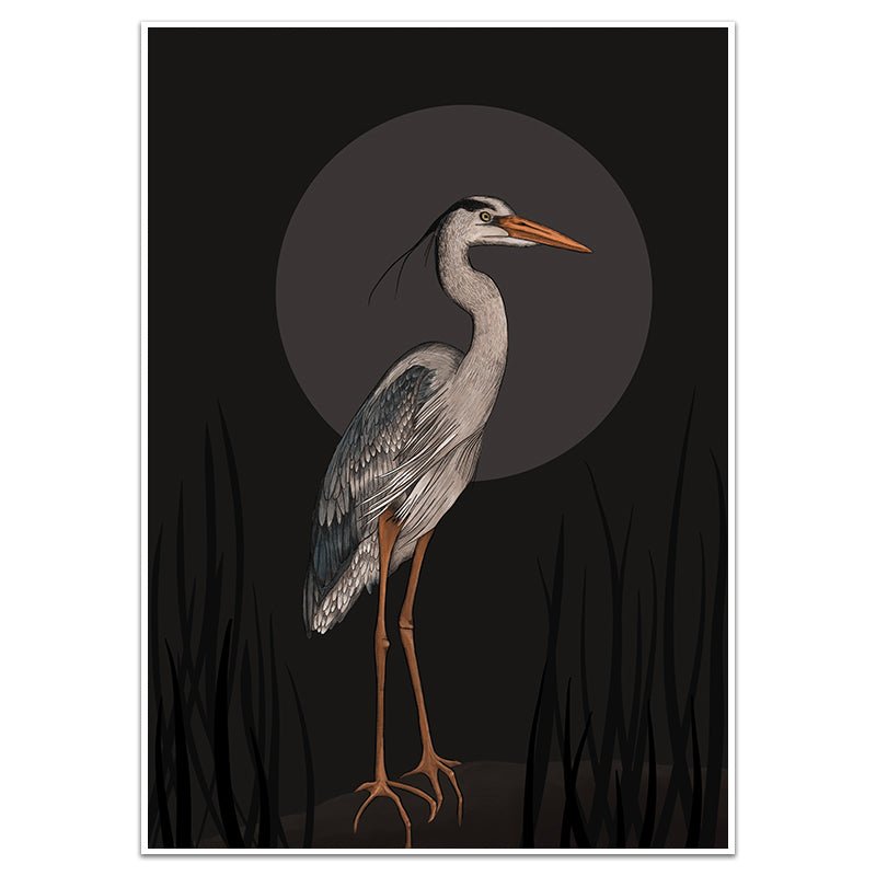 MOONLIT HERON - Sincerely Frank Art