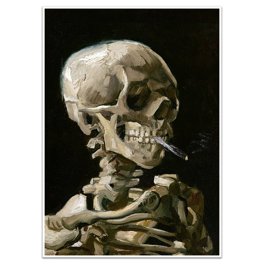 SKULL WITH BURNING CIGARETTE - Sincerely Frank Art