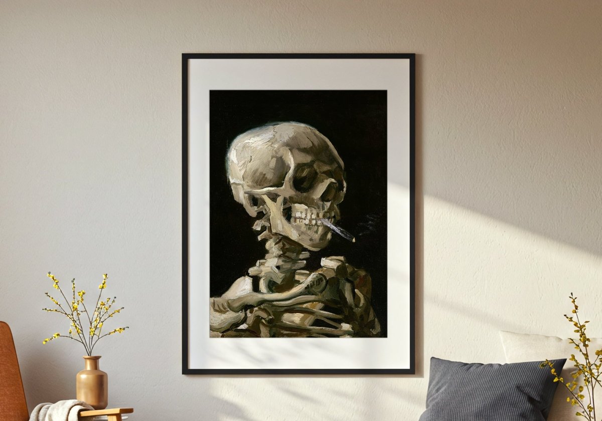 SKULL WITH BURNING CIGARETTE - Sincerely Frank Art