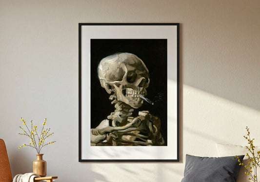 SKULL WITH BURNING CIGARETTE - Sincerely Frank Art